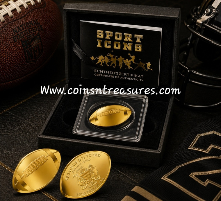 American Football 1/1000 Oz Gold Coin 3000 Francs Chad