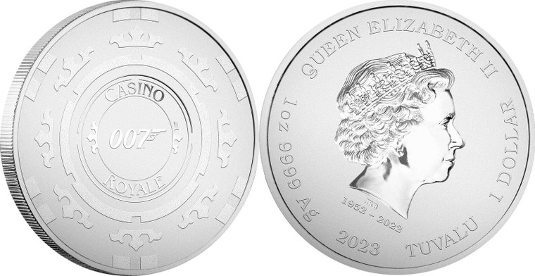 James Bond Casino Royale Chip 1 Oz Silver Coin Tuvalu 2023