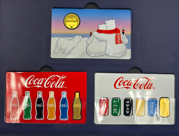 COCA COLA collection 1/1000 Oz .999 Gold 3 coin cards in Album