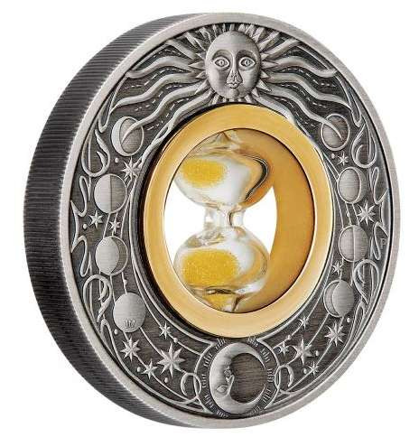 HOURGLASS 2021 2 oz Pure Silver Antiqued Coin Tuvalu