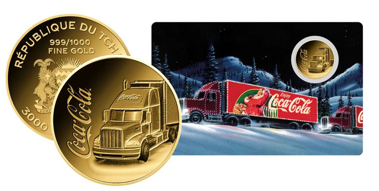Coca Cola Christmas Truck 1/1000 Oz .999 Gold in Coin card 2023
