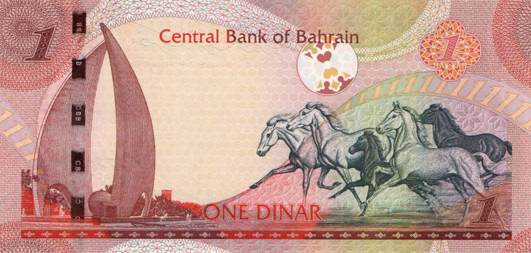 BAHRAIN 1 DINAR BANKNOTE UNC 2006 HORSE P26