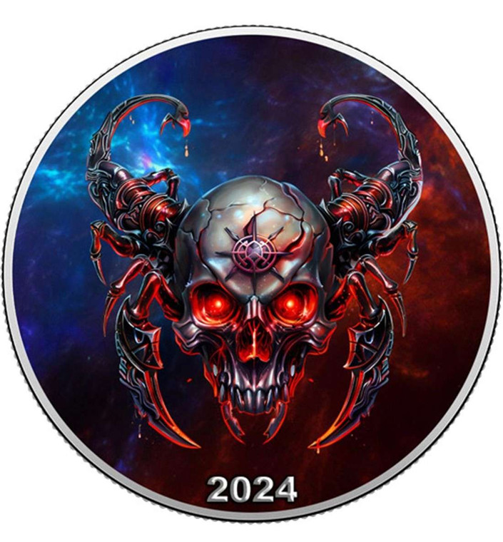 SCORPIO Zodiac Skulls Signs 1 Oz Silver Coin 1$ USA 2024