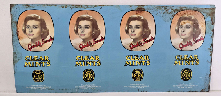 Cyprus Vintage 1960's Mint Sweets Large metal Tin Sign