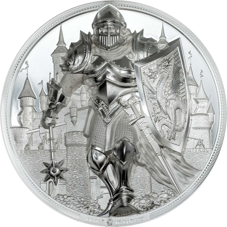 IRON KNIGHT 5 Oz Silver Coin 25$ Cook Islands 2024