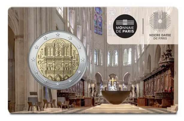 France 2025 Notre-Dame de Paris 2 Euro BU in coin card