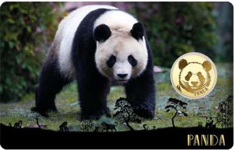 Big Five of Asia animals Panda 1/1000 Oz Gold Coin