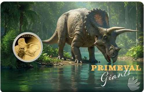 Triceratops Dinosaur Primeval Giants 1/1000 Oz Gold Coin