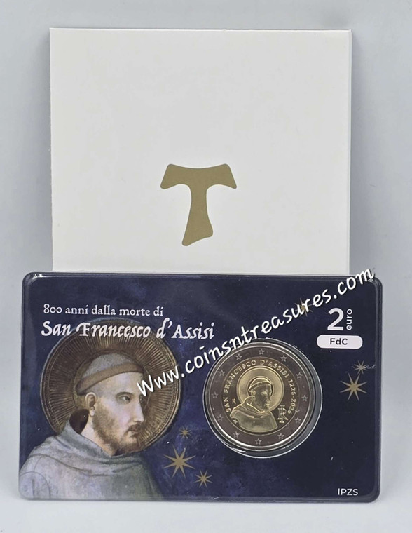 Italy 2 Euro coin St. Francis of Assisi 2026 Coin card