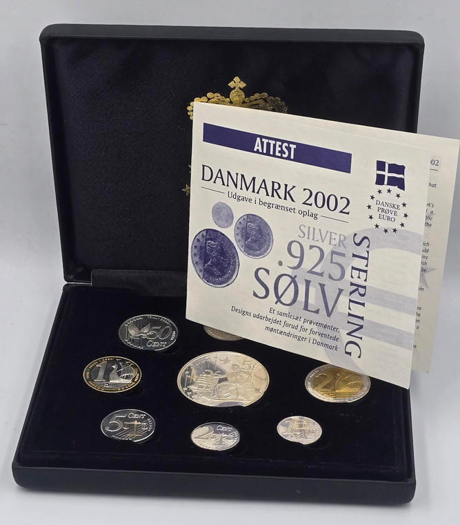 Denmark 2002 Silver Proof Euro Trial Coin Set