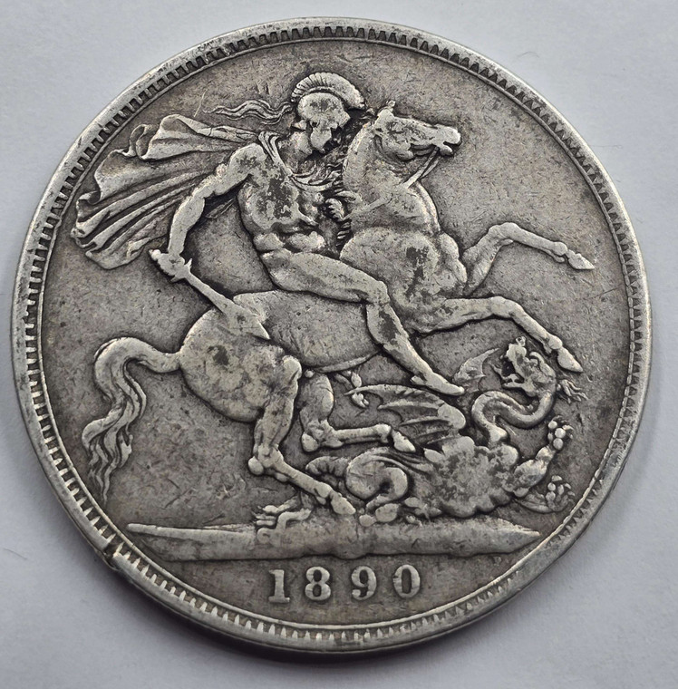 GREAT BRITAIN UK 1890 CROWN SILVER COIN QUEEN VICTORIA
