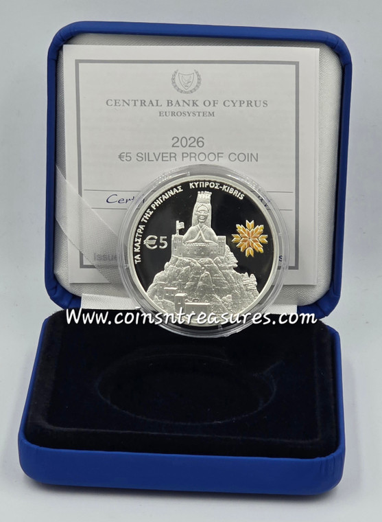 Cyprus 2026 Silver Proof coin Rigainas Castles