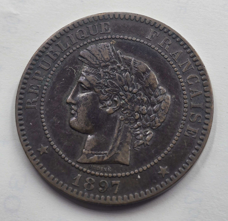 FRANCE 10 Centimes 1897 copper cent coin