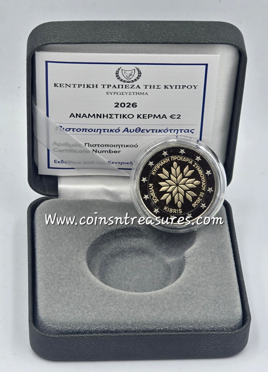 Cyprus 2026 Presidency of Council of Europe 2 euro Proof BE