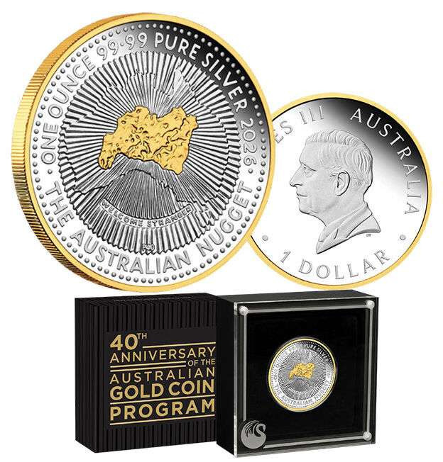 Australian Nugget 1 Oz Silver Gilded Proof Coin 2026
