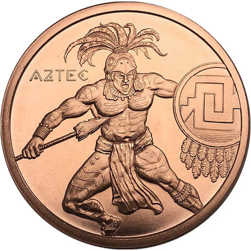 1 oz Aztec Warrior 999 Fine Copper Round