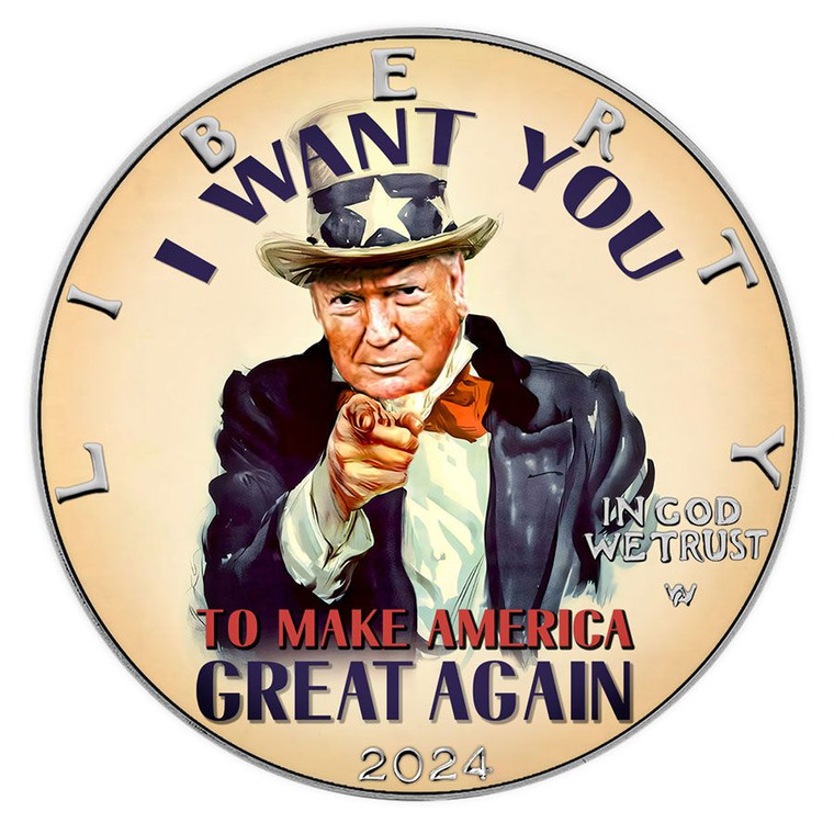 Uncle Trump Wants You 2024 1 oz American Silver Eagle Colorized Coin