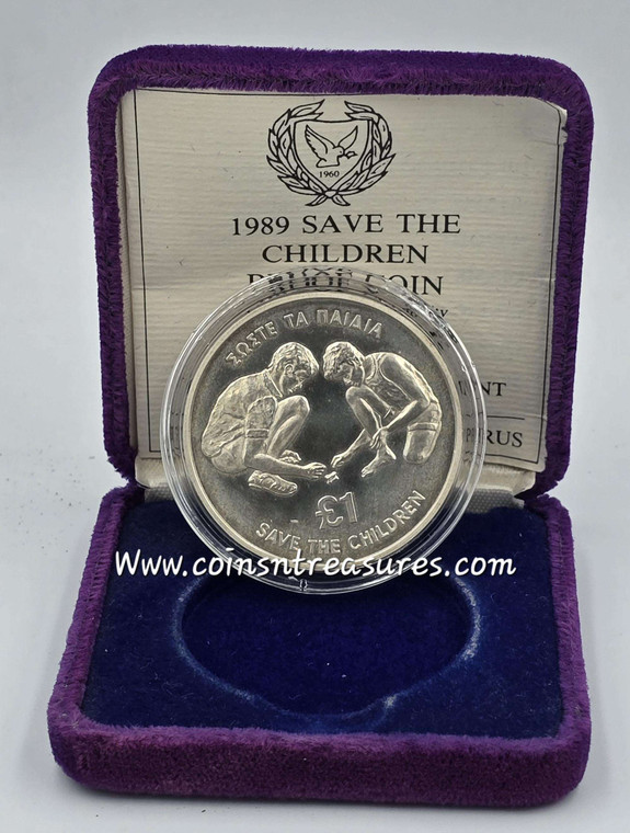 CYPRUS 1989 SILVER PROOF COIN SAVE THE CHILDREN