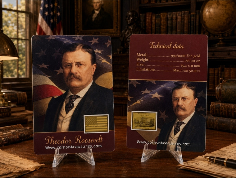 Presidents of the USA Theodor Roosevelt 1/1000 Oz Gold Coin