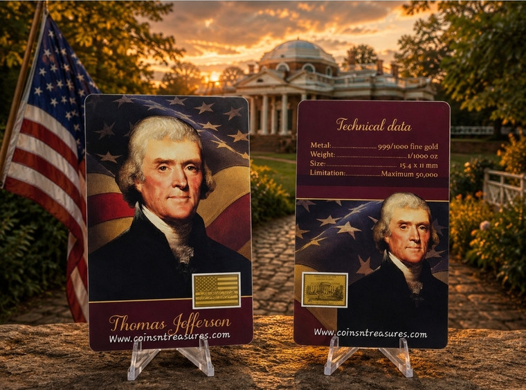Presidents of the USA Thomas Jefferson 1/1000 Oz Gold Coin