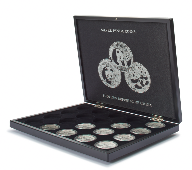 Volterra case for 20 silver coins China Panda in capsules