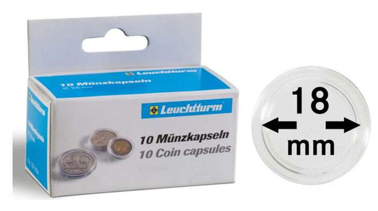 Leuchtturm Coin capsules for coins Ø 18 mm pack of 10