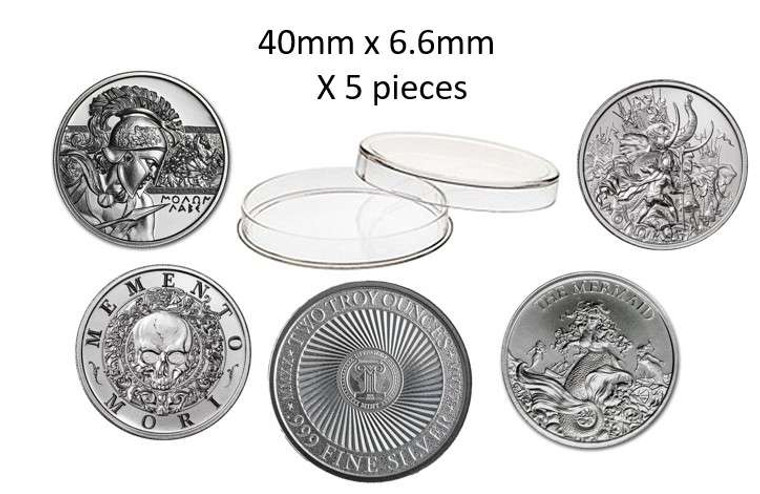 Coin capsules for 2 oz silver - intaglio mint Pack of 5