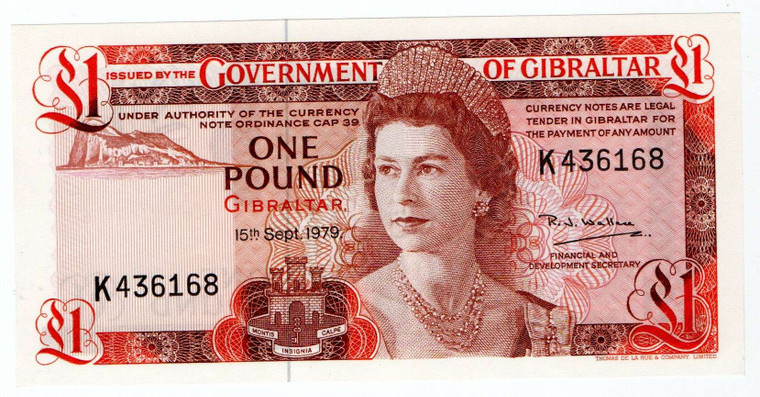 GIBRALTAR 1 POUND 1979 P20b BANKNOTE QEII UNC