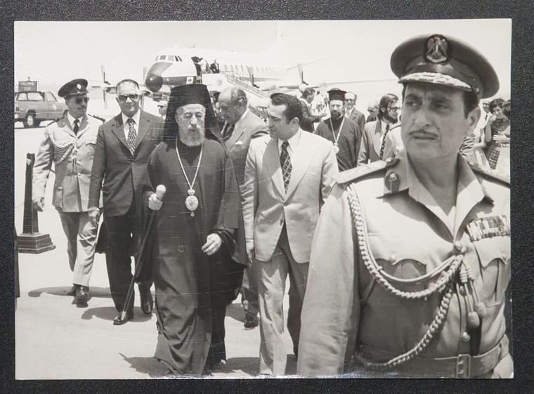 MAKARIOS WITH PRESIDENT MUBARAK CYPRUS 1960 ORIGINAL PHOTOGRAPH