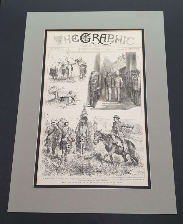 THE GRAPHIC BRITISH OCCUPATION OF CYPRUS LARNACA 1878 PRE FRAMED POSTER PAGE