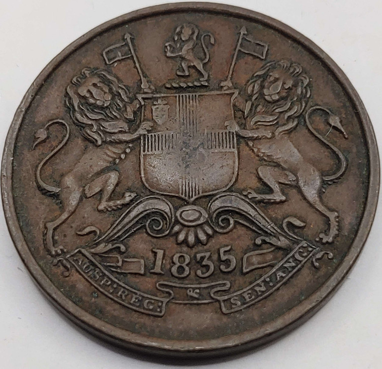 British India 1835 1/2 Anna Copper East India Company