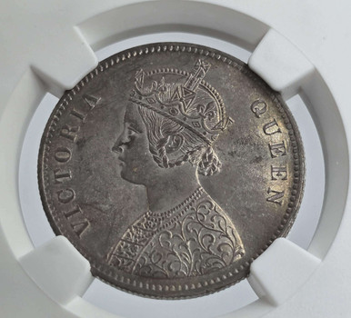 British India Silver 1 rupee 1862 Victoria Gothic NGC MS62