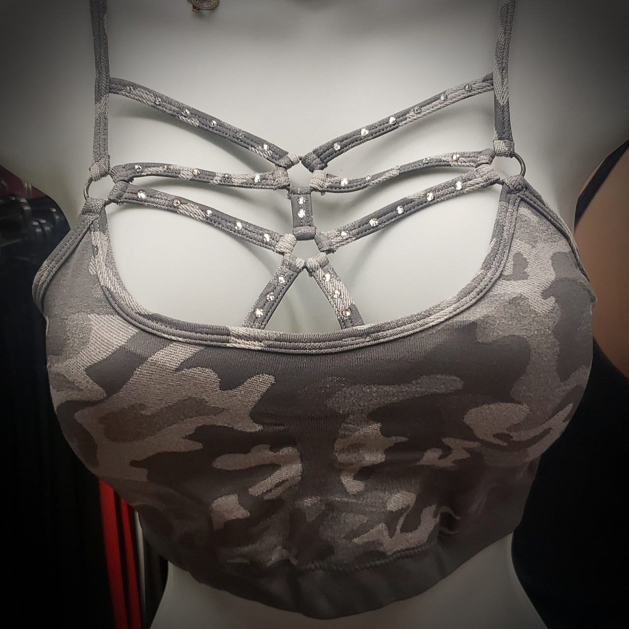 OSBC 100% Swarovski Grey Camo Spider Bra