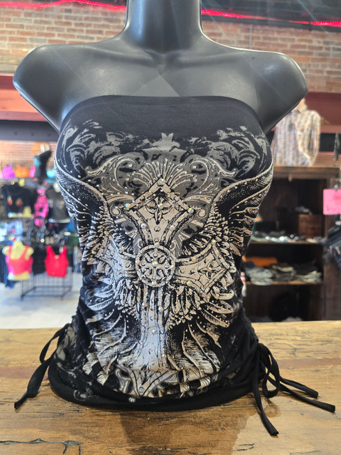 Cross and Wings Tube Top 'Black'