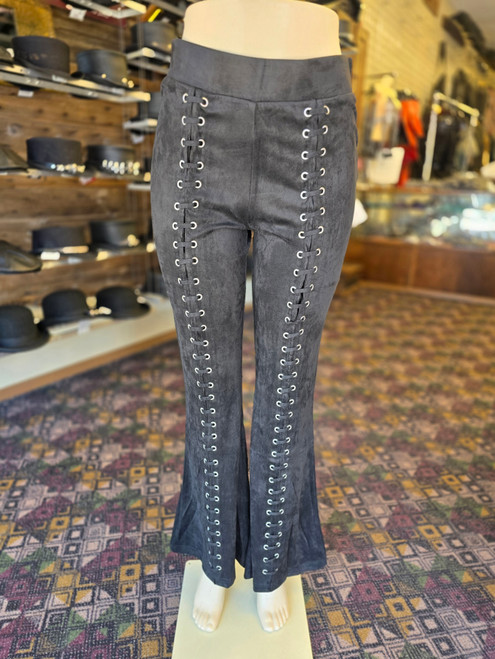 Eyelet Lace Up Flare Pant