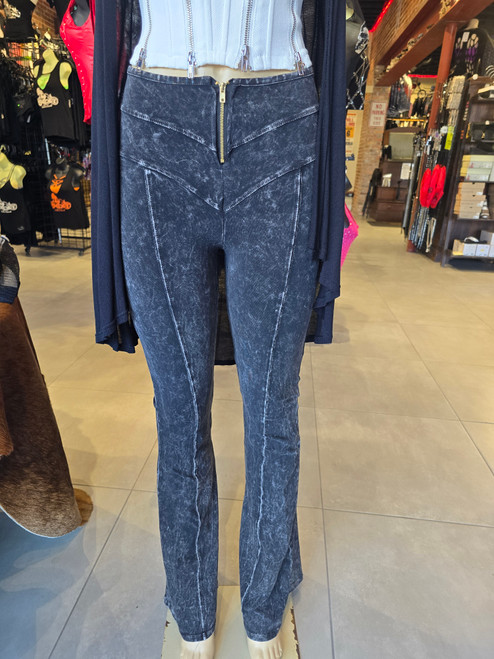 Black Acid wash Flared Pant.