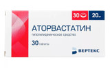 Atorvastatin 20 mg 30 tabs
