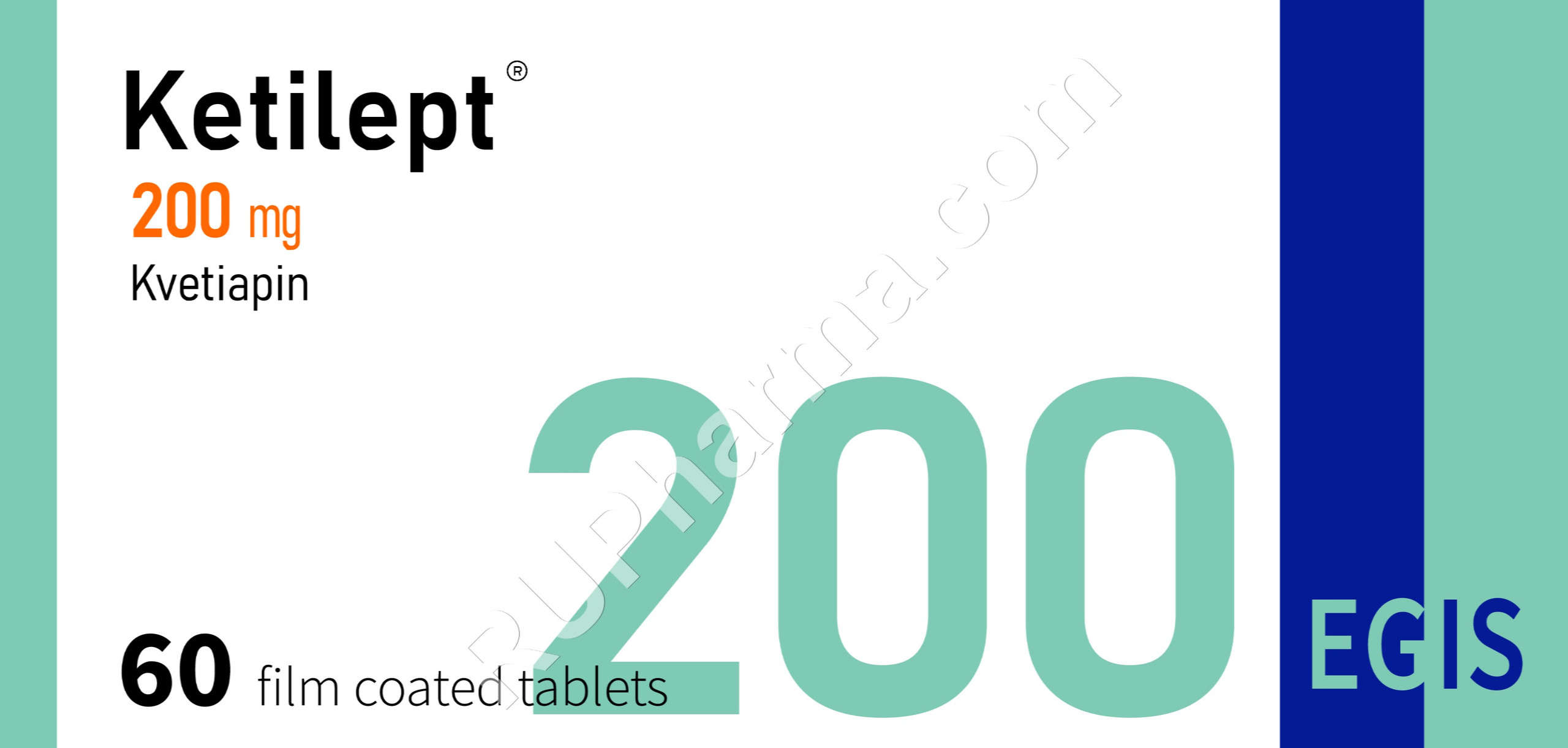 Buy KETILEPT® (Quetiapine) 200 mg/tab, 60 tabs