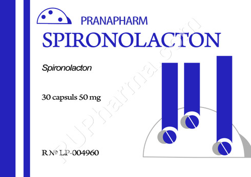 SPIRONOLACTONE (Aldactone, Spiractin, Verospiron) 25-100 mg/cap, 20-30 cap/pack