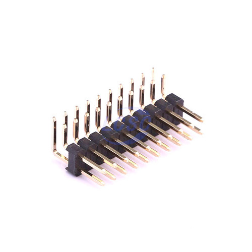 X6521WR-2x10H-C30D60 - 2x10 Pin 2.54mm Pitch Male Square Pin Right Angle Header Connector Surface Mount