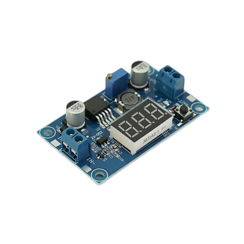 20W adjustable DC-DC buck converter with LM2596 regulator, digital voltage display, and adjustable 1.25V to 37V output