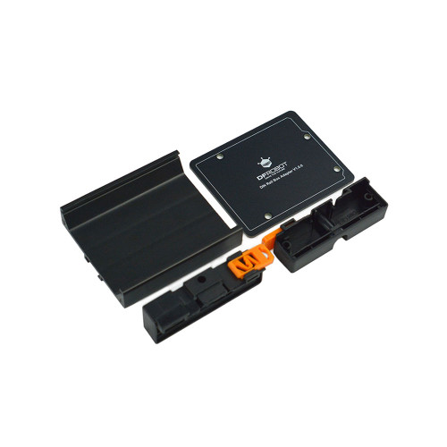 DIN rail mount bracket for Arduino UNO R3 and Leonardo development boards made from durable, fire-resistant PVC material