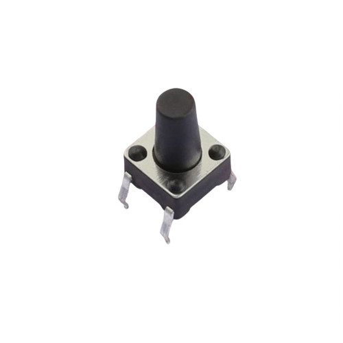 TS6610CJ 4 Pin SPST Tactile Switch PCPin Style with Black Round Button Actuator 6.0x6.0x10.0 mm 12V