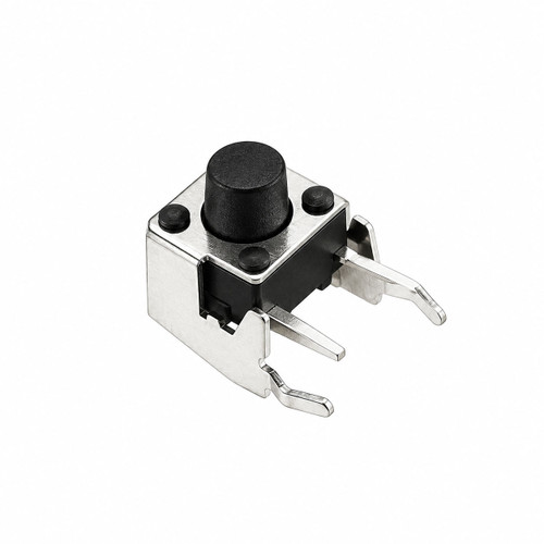 TS665ZJ 4 pin SPST Round Button Lying Tactile Switch with Black Actuator 6.2x6.2x6.2mm 12V 50mA
