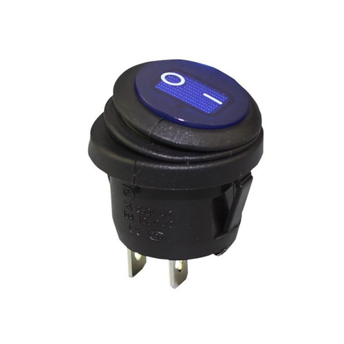 KCD1-5-101W Waterproof Round Rocker Switch - black-colored button and transparent blue and red buttons