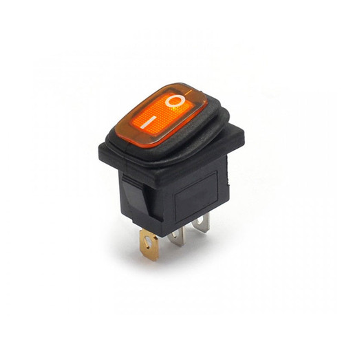 KCD3-101NW-Y - Waterproof LED Rocker Switch Yellow Button 3Pin SPST ON-OFF