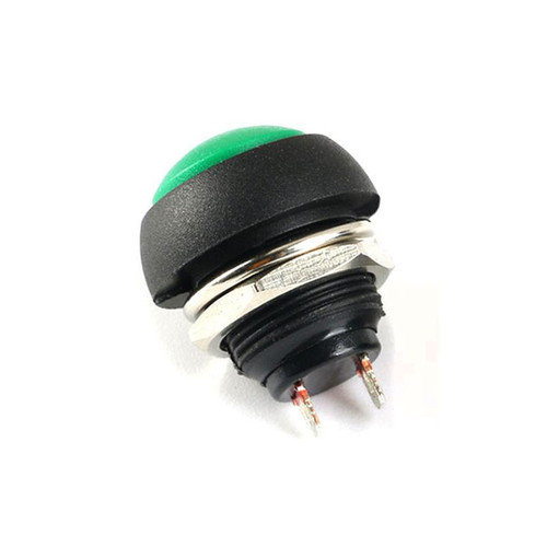 Waterproof Momentary Push Button Switch OFF-(ON) Green Button 12mm 2Pin - PBS-33B-G