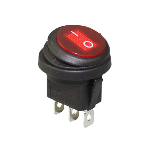 KCD1-8-102W Red Lighted 3 Prong Rocker Switch SPDT, ON-OFF-ON Waterproof Rocker Switch