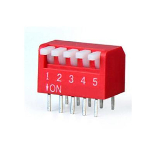 DP-05R Half-Pitch DIP Switches, 8 Pin, Surface Mount, Brass Terminal with Gold Plating, 100mA 50VDC, Red color