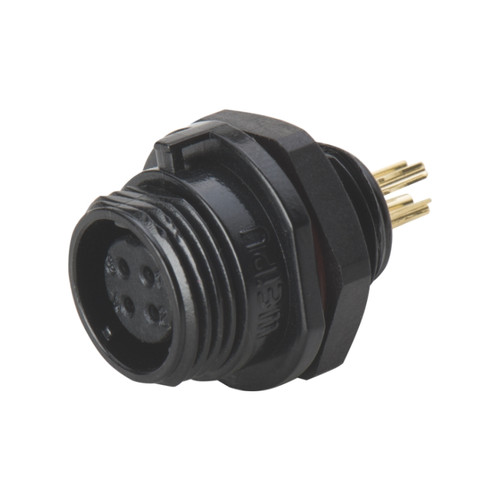 5 Pin SP11 Female IP68 Waterproof Solder Black Cable Connector With  Rear Nut Mount, WEIPU, Evelta